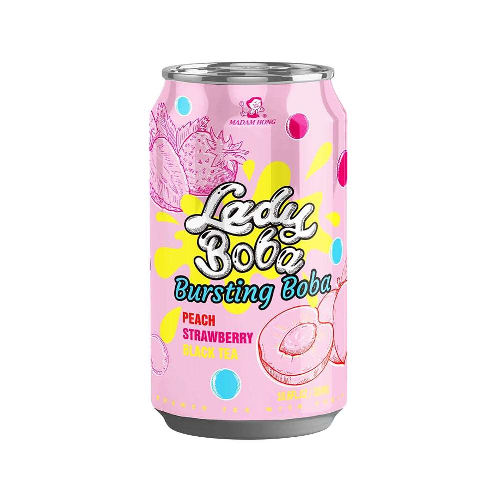 Madam Hong - Peach Strawberry Bubble Tea, 320ml